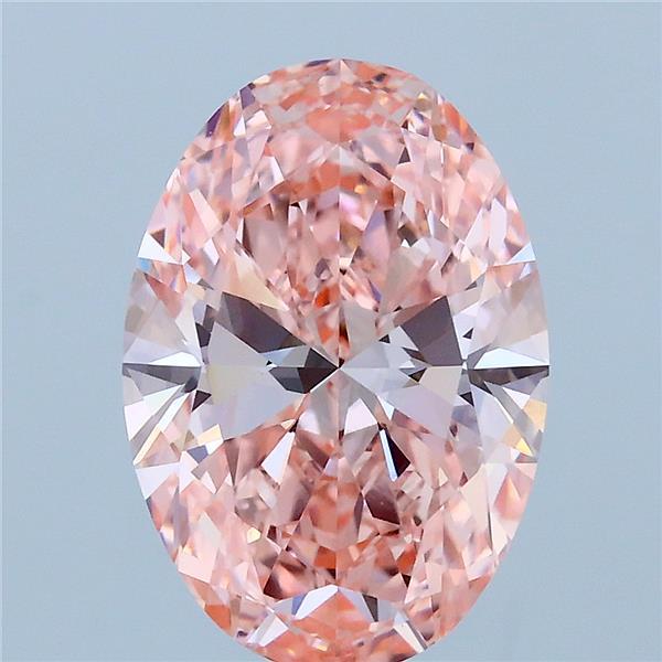 2.91 Carat Oval Lab Grown Diamond, Fancy Vivid Pink Color, VVS2 Clarity