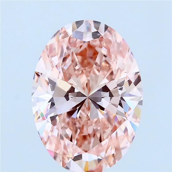 2.54 Carat Oval Lab Grown Diamond, Fancy Vivid Pink Color, VVS2 Clarity