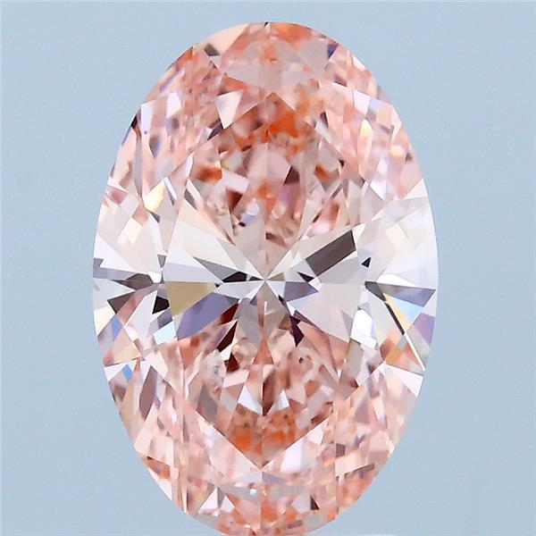 2.06 Carat Oval Lab Grown Diamond, Fancy Vivid Pink Color, VVS2 Clarity