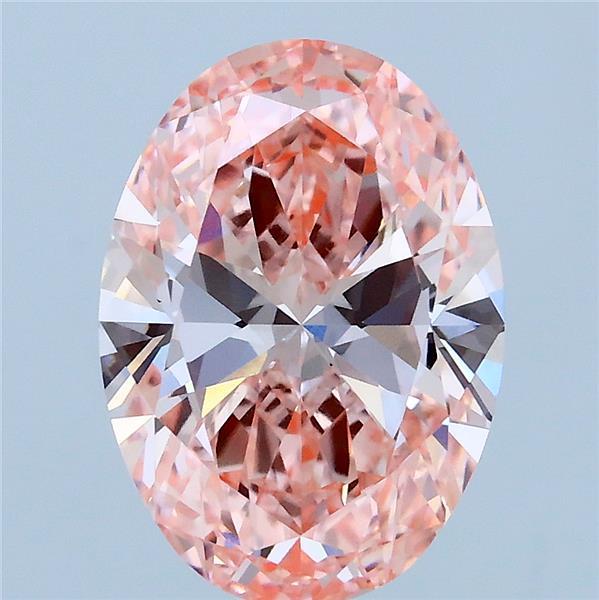 3.00 Carat Oval Lab Grown Diamond, Fancy Vivid Pink Color, VVS2 Clarity