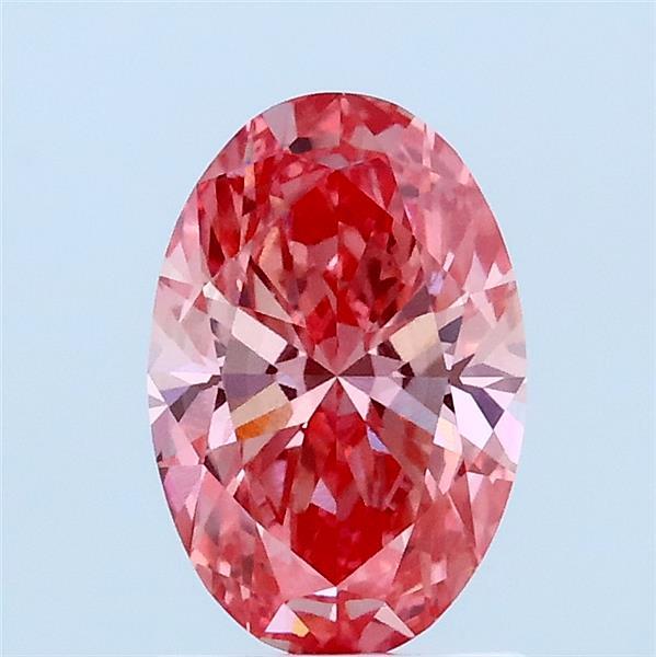 1.00 Carat Oval Lab Grown Diamond, Fancy Vivid Pink Color, VS1 Clarity