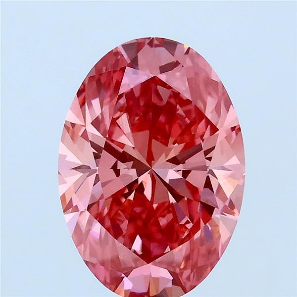 2.08 Carat Oval Lab Grown Diamond, Fancy Vivid Pink Color, VVS2 Clarity