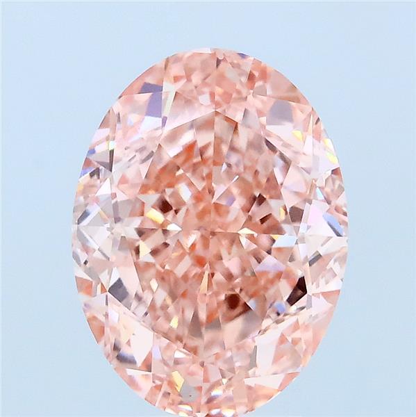 3.52 Carat Oval Lab Grown Diamond, Fancy Vivid Pink Color, VS1 Clarity