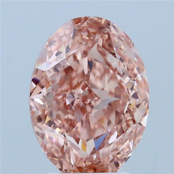 3.05 Carat Oval Lab Grown Diamond, Fancy Vivid Pink Color, VVS2 Clarity