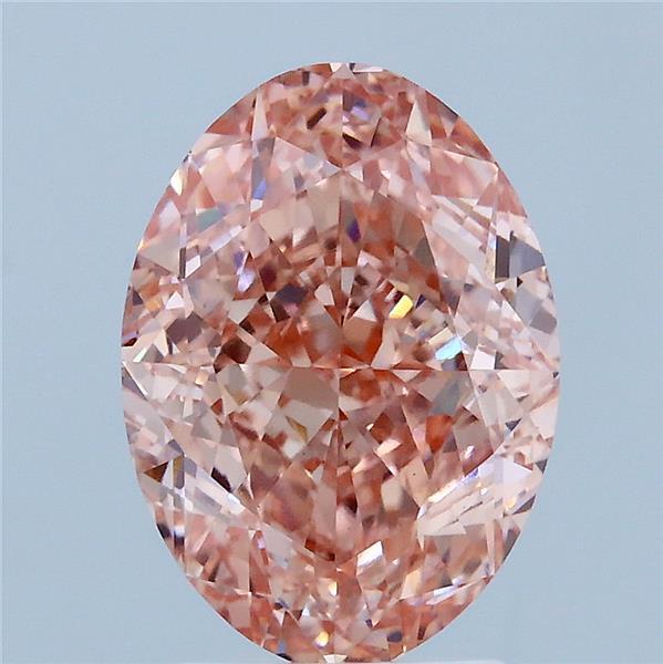 3.57 Carat Oval Lab Grown Diamond, Fancy Vivid Pink Color, VVS2 Clarity