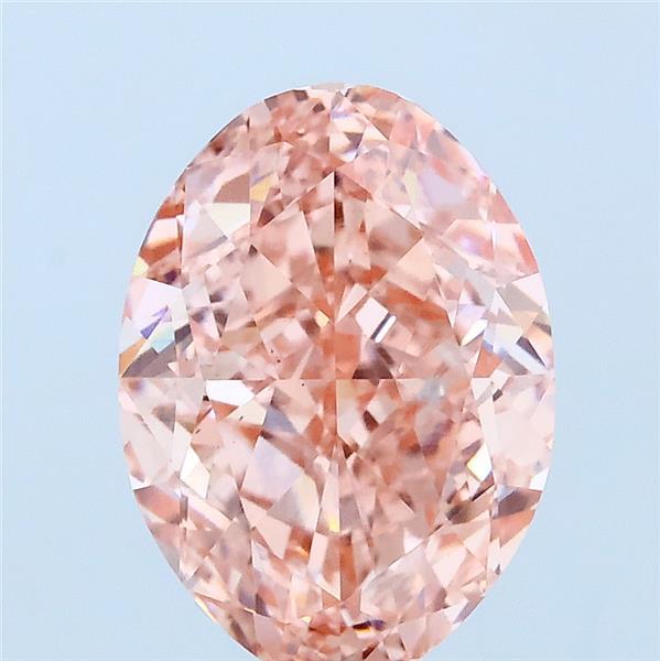 3.06 Carat Oval Lab Grown Diamond, Fancy Vivid Pink Color, VS1 Clarity