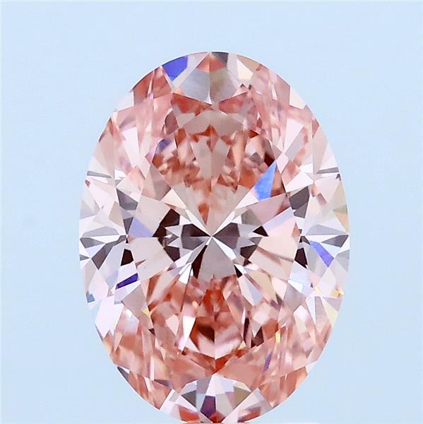 2.00 Carat Oval Lab Grown Diamond, Fancy Vivid Pink Color, VVS2 Clarity