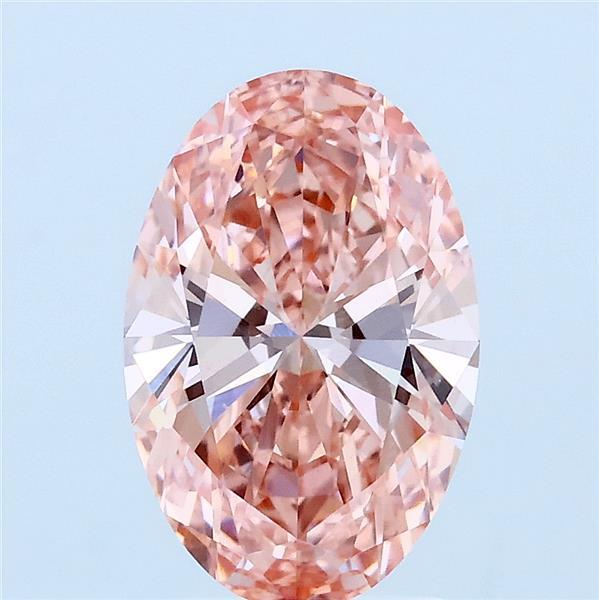 2.02 Carat Oval Lab Grown Diamond, Fancy Vivid Pink Color, VVS2 Clarity