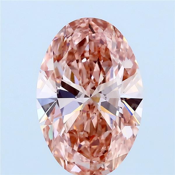 2.00 Carat Oval Lab Grown Diamond, Fancy Intense Pink Color, VVS2 Clarity