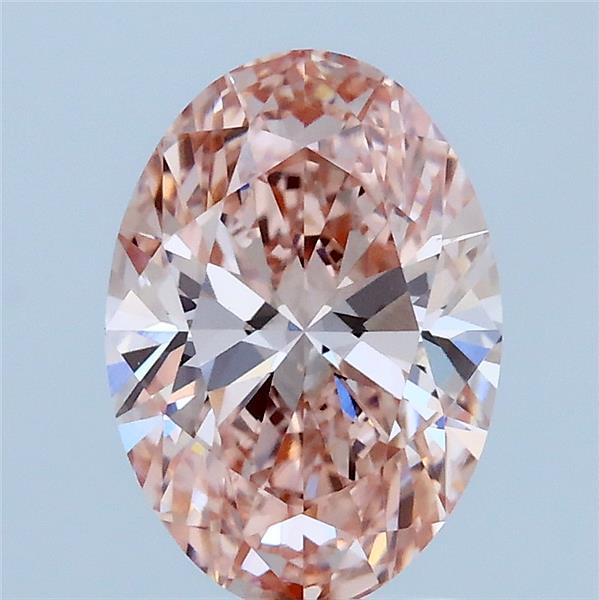 1.76 Carat Oval Lab Grown Diamond, Fancy Vivid Pink Color, VVS2 Clarity