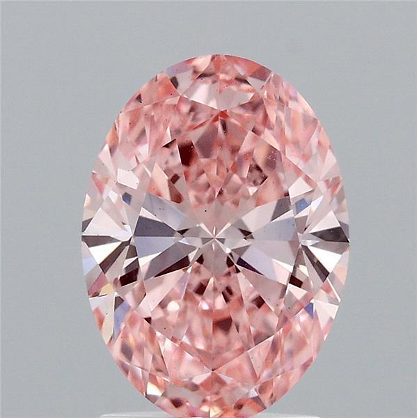 2.00 Carat Oval Lab Grown Diamond, Fancy Vivid Pink Color, VS1 Clarity