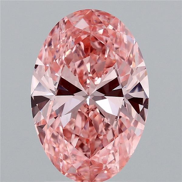 2.56 Carat Oval Lab Grown Diamond, Fancy Vivid Pink Color, VS1 Clarity