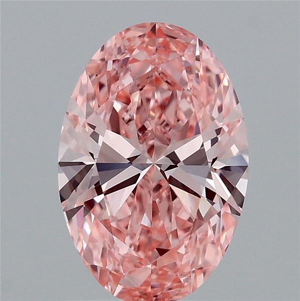 1.53 Carat Oval Lab Grown Diamond, Fancy Vivid Pink Color, VVS2 Clarity