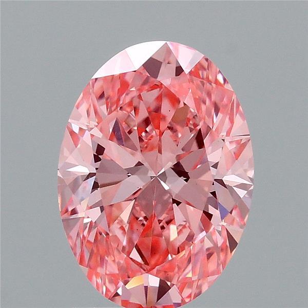 2.08 Carat Oval Lab Grown Diamond, Fancy Vivid Pink Color, VS1 Clarity