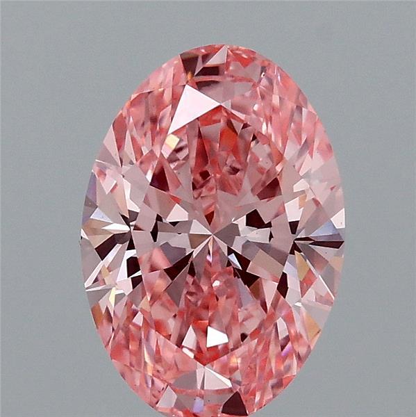 1.56 Carat Oval Lab Grown Diamond, Fancy Vivid Pink Color, VS1 Clarity