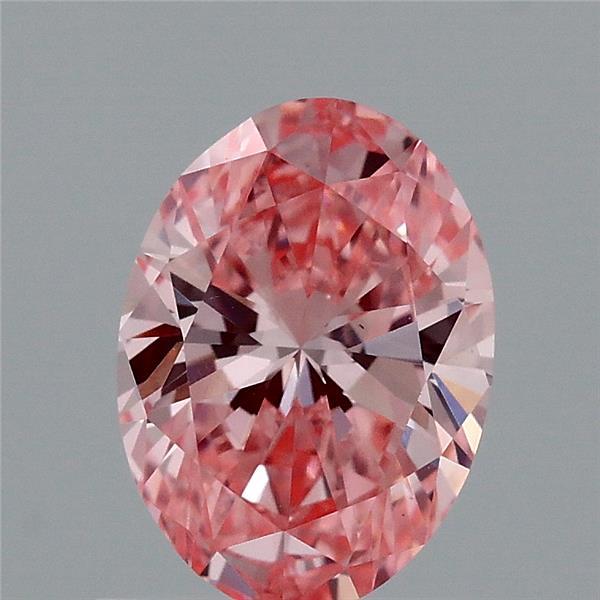 0.95 Carat Oval Lab Grown Diamond, Fancy Vivid Pink Color, VS1 Clarity