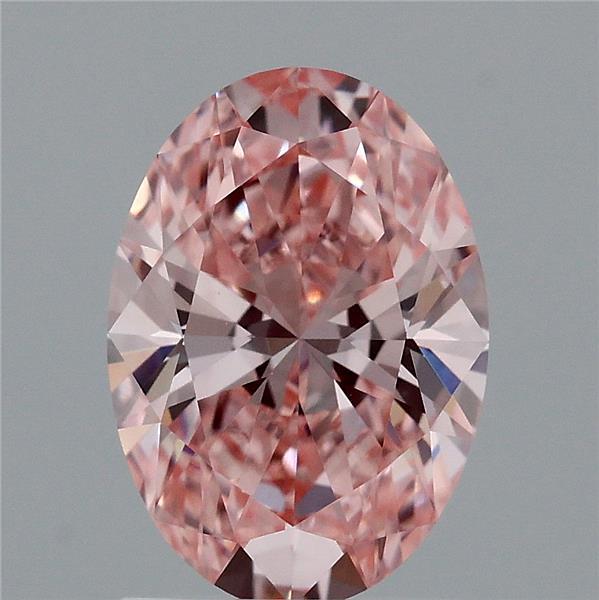 1.53 Carat Oval Lab Grown Diamond, Fancy Vivid Pink Color, VVS2 Clarity
