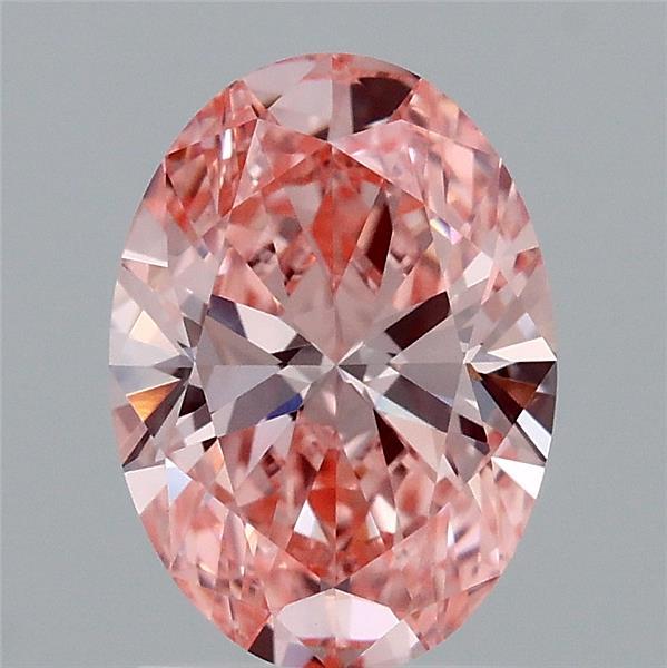 1.52 Carat Oval Lab Grown Diamond, Fancy Vivid Pink Color, VVS2 Clarity