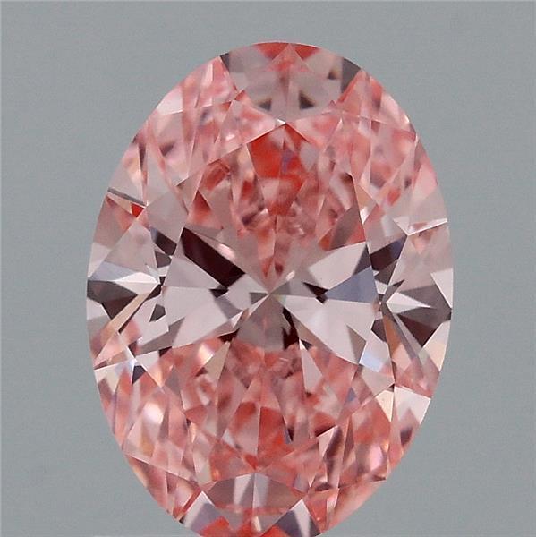 1.35 Carat Oval Lab Grown Diamond, Fancy Vivid Pink Color, VVS2 Clarity