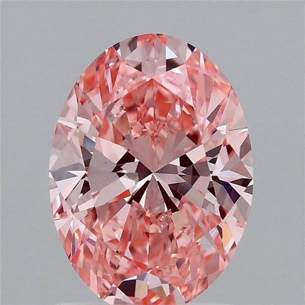 1.54 Carat Oval Lab Grown Diamond, Fancy Vivid Pink Color, VVS2 Clarity