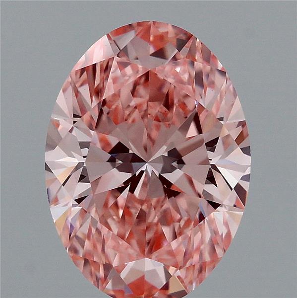 1.76 Carat Oval Lab Grown Diamond, Fancy Vivid Pink Color, VVS2 Clarity