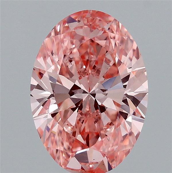 1.65 Carat Oval Lab Grown Diamond, Fancy Vivid Pink Color, VS2 Clarity