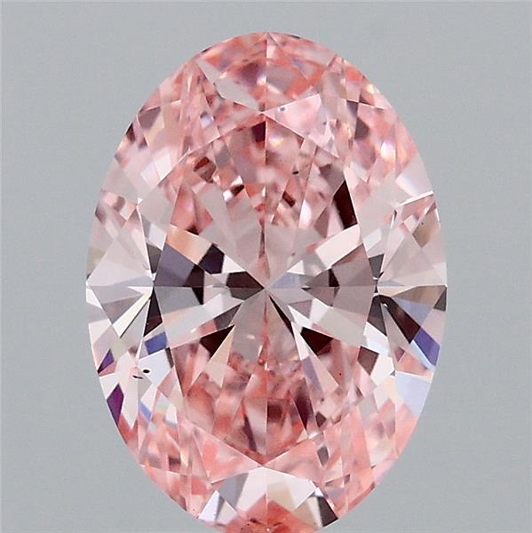 1.74 Carat Oval Lab Grown Diamond, Fancy Vivid Pink Color, VS2 Clarity