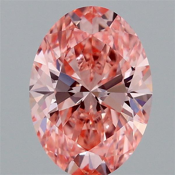 1.51 Carat Oval Lab Grown Diamond, Fancy Vivid Pink Color, VVS2 Clarity