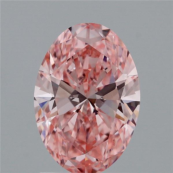 1.78 Carat Oval Lab Grown Diamond, Fancy Vivid Pink Color, VVS2 Clarity