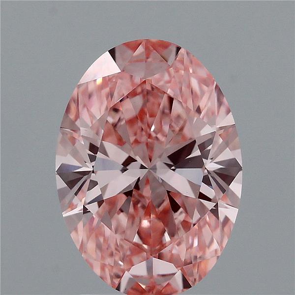 2.33 Carat Oval Lab Grown Diamond, Fancy Vivid Pink Color, VS1 Clarity