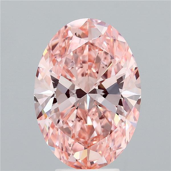 5.52 Carat Oval Lab Grown Diamond, Fancy Vivid Pink Color, VVS2 Clarity