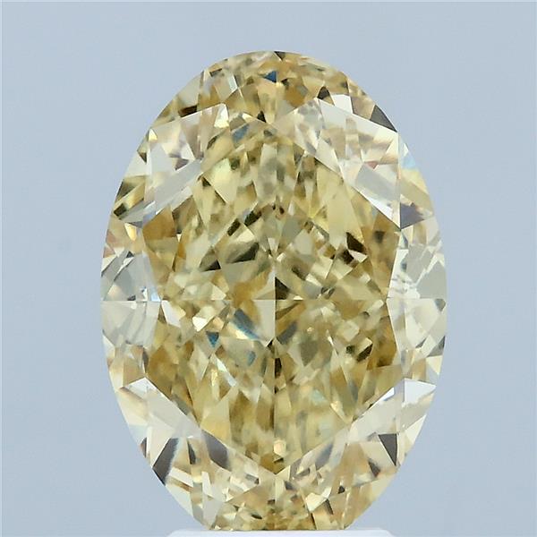 4.30 Carat Oval Lab Grown Diamond, Fancy Intense Yellow Color, VVS2 Clarity