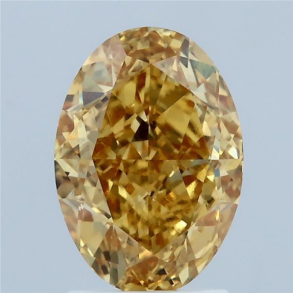 2.62 Carat Oval Lab Grown Diamond, Fancy Intense Yellow Color, VVS2 Clarity
