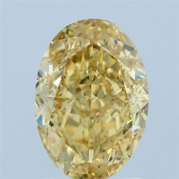 2.08 Carat Oval Lab Grown Diamond, Fancy Intense Yellow Color, VVS2 Clarity