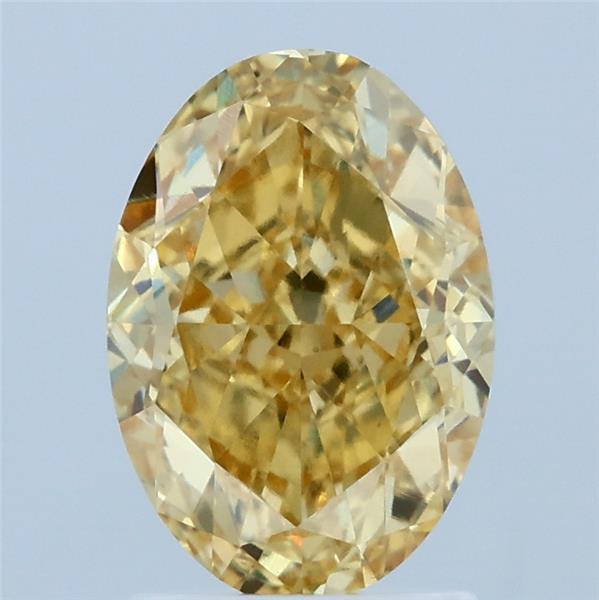 2.22 Carat Oval Lab Grown Diamond, Fancy Intense Yellow Color, VVS2 Clarity