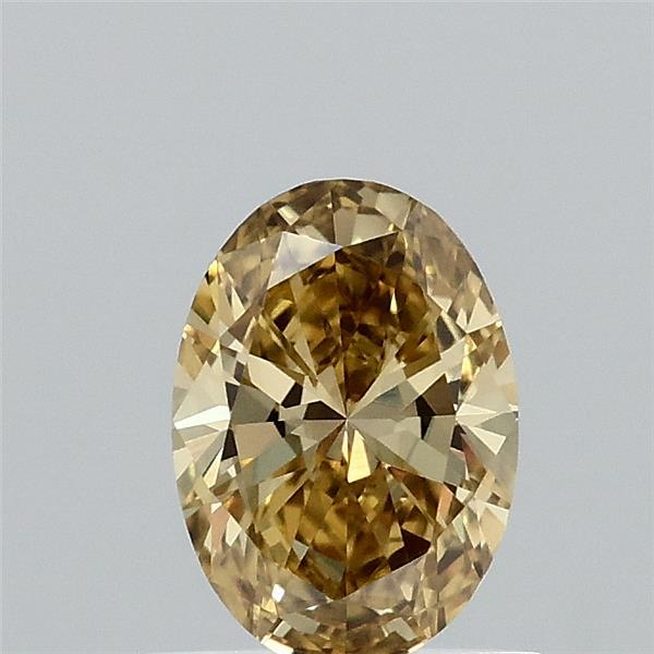 0.59 Carat Oval Lab Grown Diamond, Fancy Vivid Yellow Color, VS1 Clarity