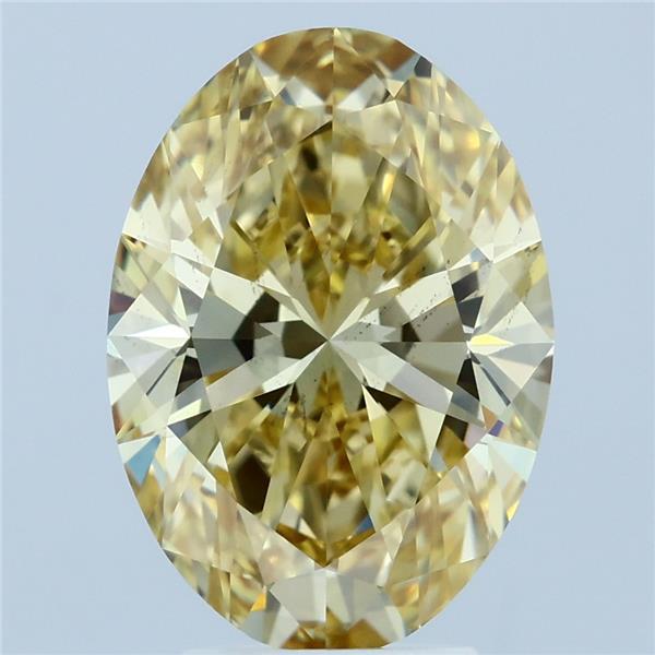 4.05 Carat Oval Lab Grown Diamond, Fancy Intense Yellow Color, VS2 Clarity