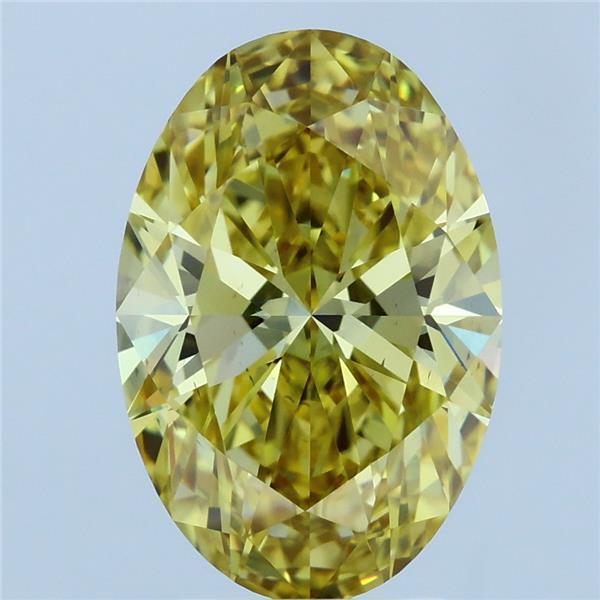 3.59 Carat Oval Lab Grown Diamond, Fancy Intense Yellow Color, VS2 Clarity