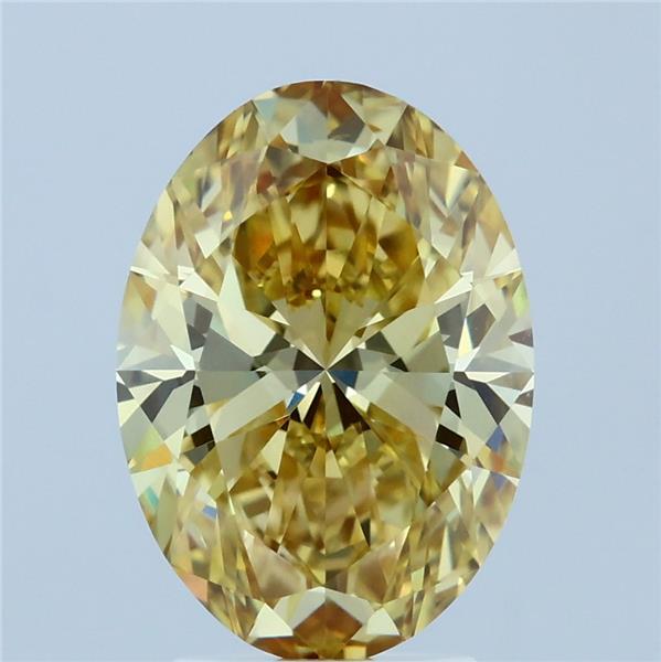 3.01 Carat Oval Lab Grown Diamond, Fancy Intense Yellow Color, VS2 Clarity