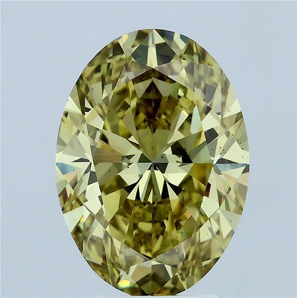 3.91 Carat Oval Lab Grown Diamond, Fancy Vivid Yellow Color, VS2 Clarity