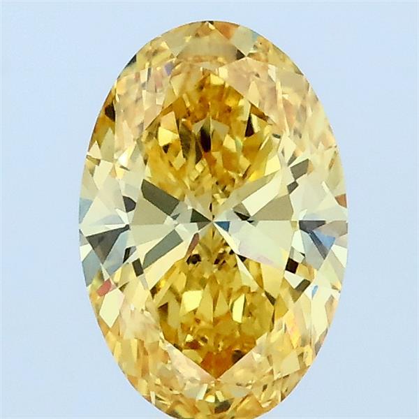 1.03 Carat Oval Lab Grown Diamond, Fancy Vivid Yellow Color, VS1 Clarity