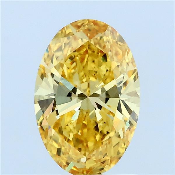 1.06 Carat Oval Lab Grown Diamond, Fancy Vivid Yellow Color, VVS2 Clarity