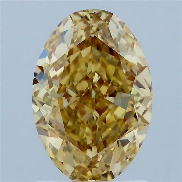 2.08 Carat Oval Lab Grown Diamond, Fancy Intense Yellow Color, VS1 Clarity