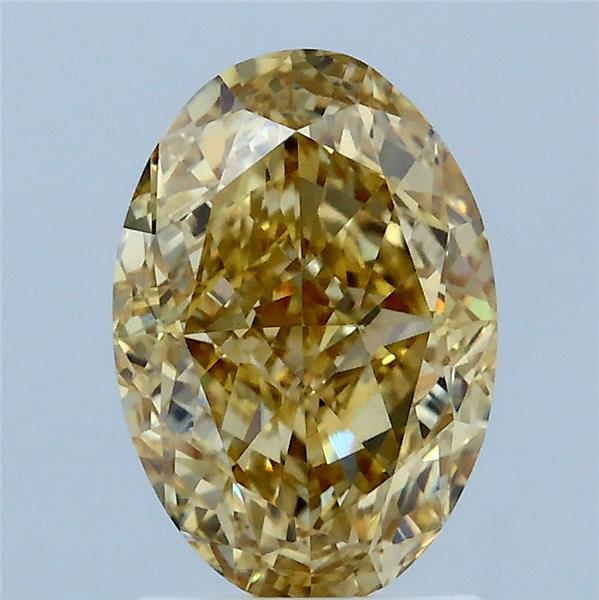 2.10 Carat Oval Lab Grown Diamond, Fancy Intense Yellow Color, VS2 Clarity