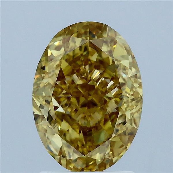 2.55 Carat Oval Lab Grown Diamond, Fancy Vivid Yellow Color, VS1 Clarity