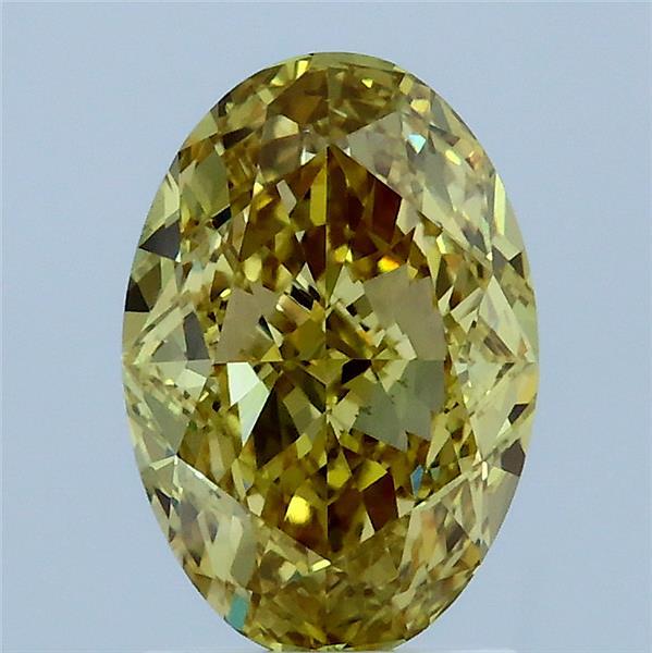 2.01 Carat Oval Lab Grown Diamond, Fancy Intense Yellow Color, VS1 Clarity