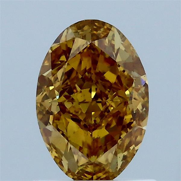 1.15 Carat Oval Lab Grown Diamond, Fancy Vivid Brownish Yellow Color, VS2 Clarity