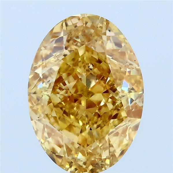 3.05 Carat Oval Lab Grown Diamond, Fancy Vivid Yellow Color, VS2 Clarity