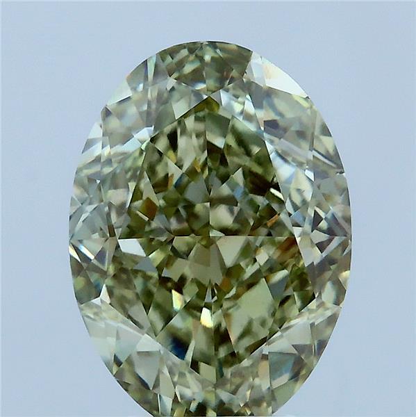 4.27 Carat Oval Lab Grown Diamond, Fancy Greenish Yellow Color, VVS2 Clarity