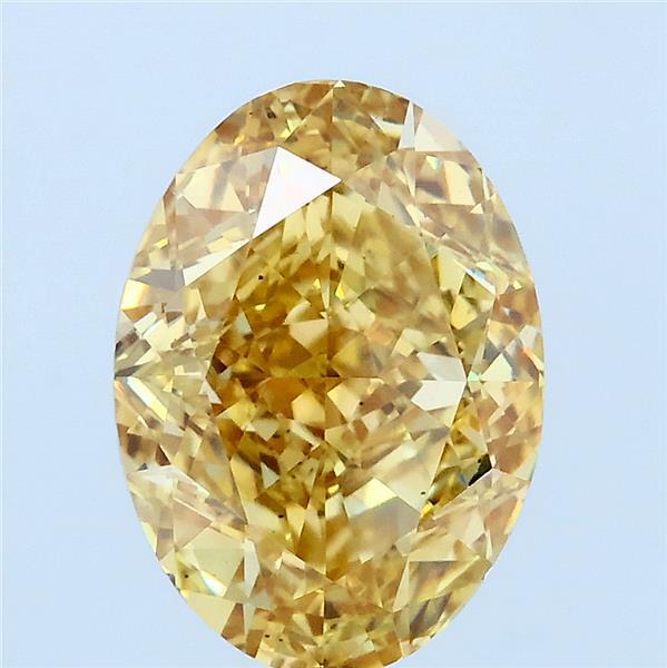3.27 Carat Oval Lab Grown Diamond, Fancy Intense Yellow Color, VS2 Clarity